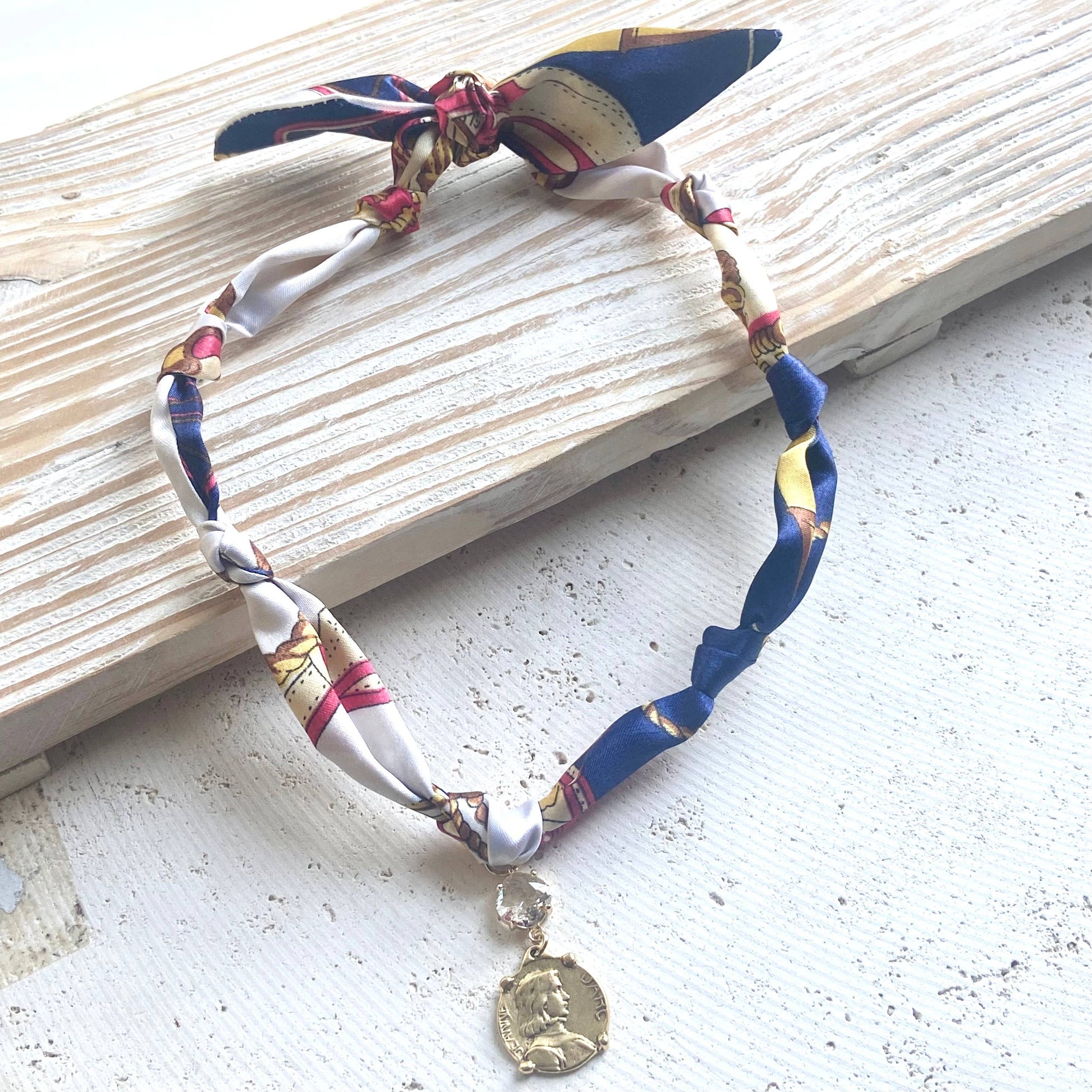 Scarf Necklace w/ Charms + Pendants