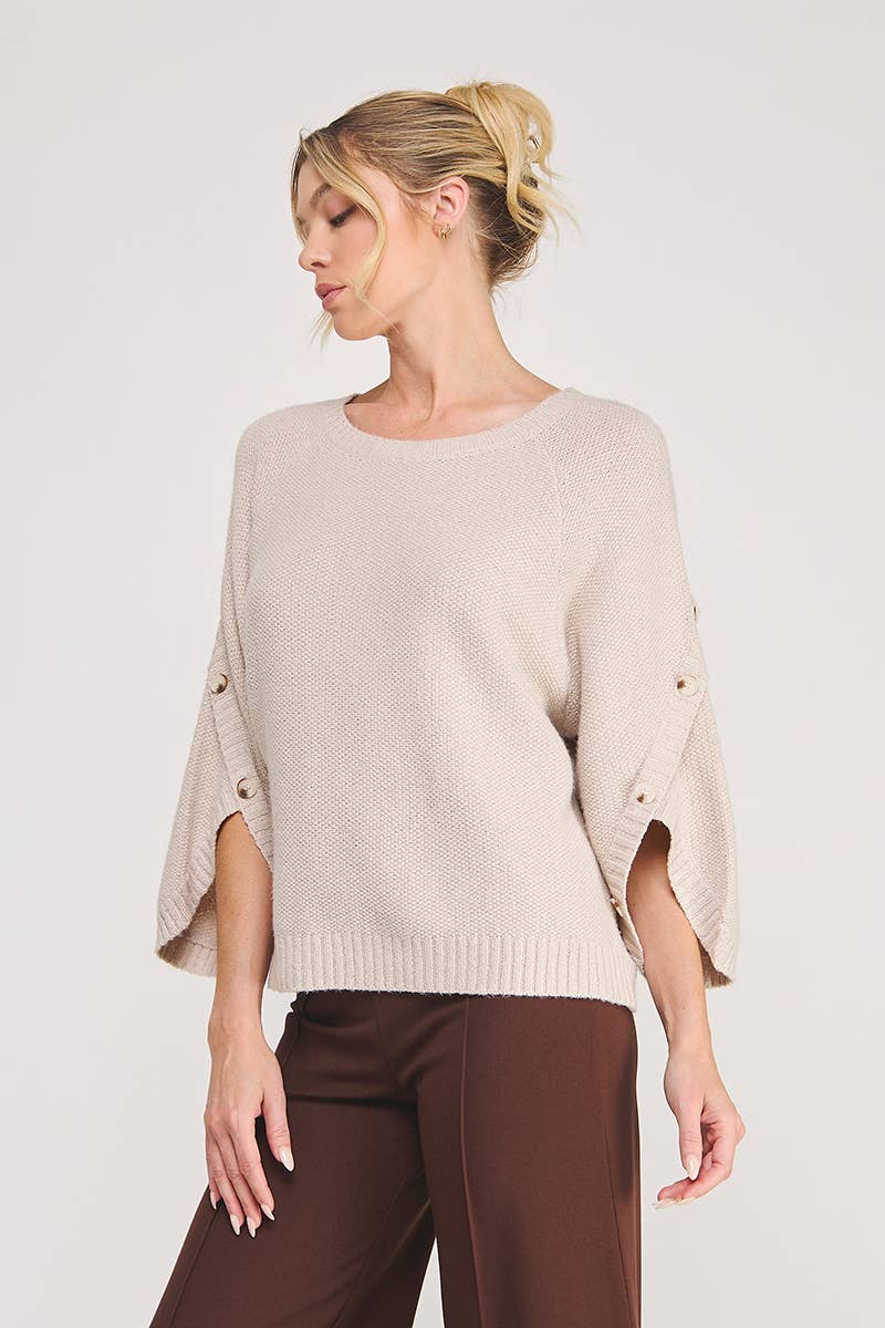 The Colette Button Sleeve Sweater