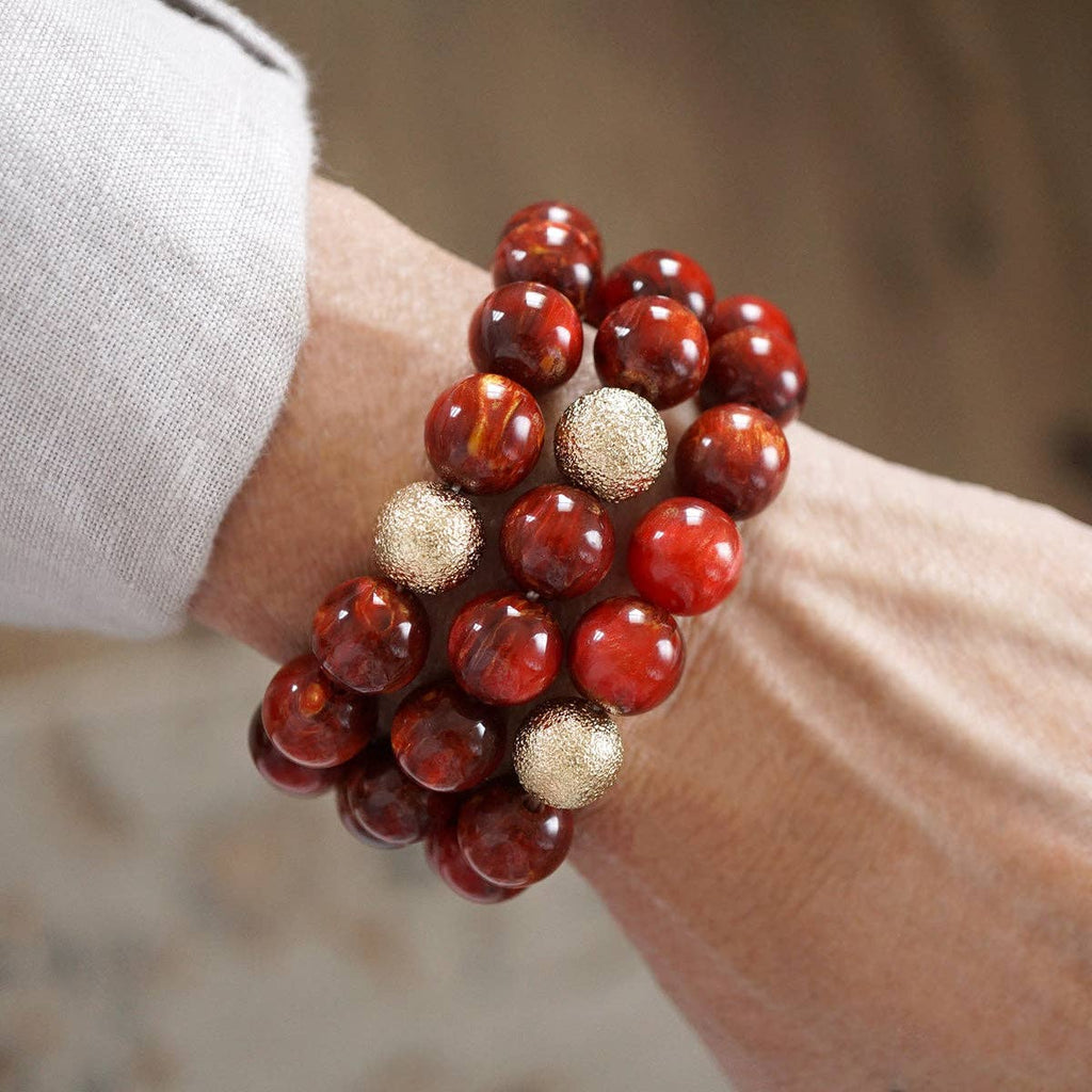 Chunky Beaded Stretch Bracelet Set – Fall Glow