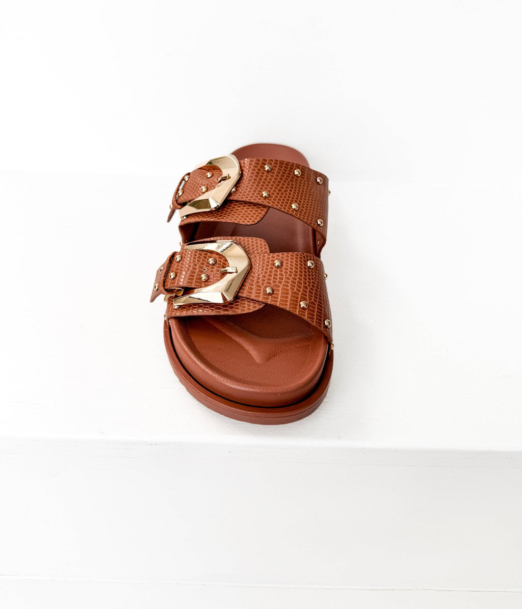 Sandals 2 Buckle in Cognac/ Marigold
