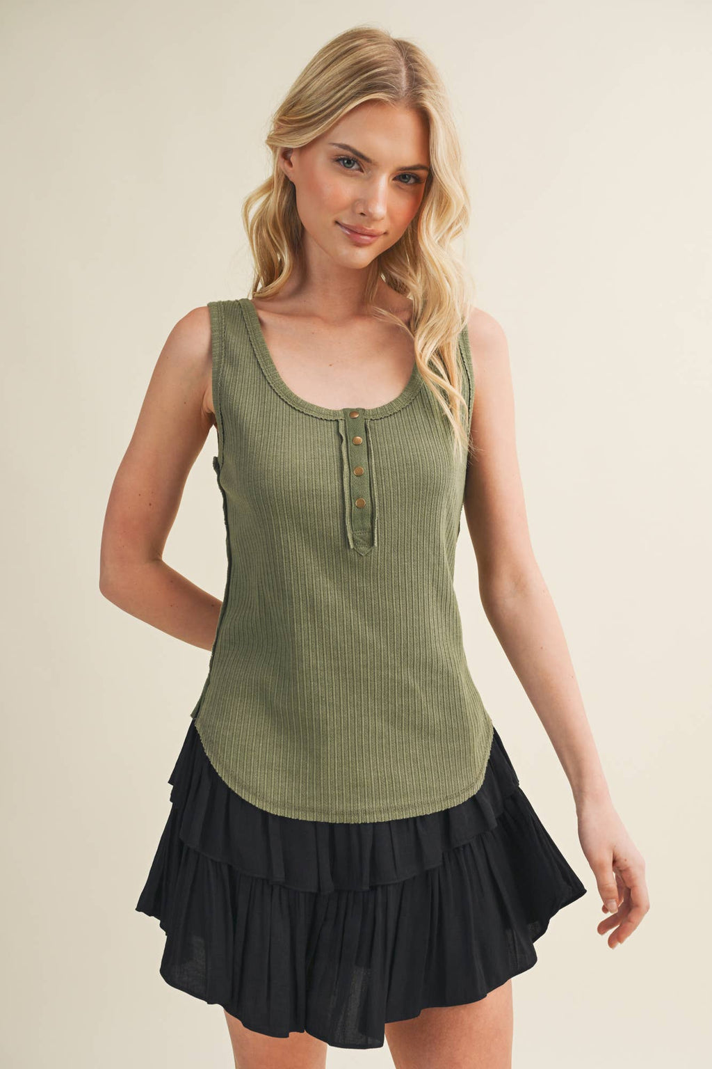 Deconstructed Vertebral Seam Ribbed Top