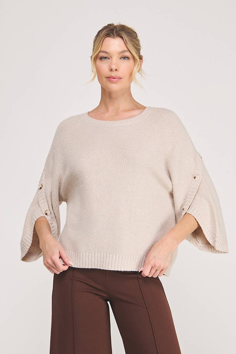 The Colette Button Sleeve Sweater