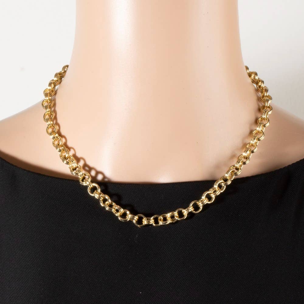 Double Rolo Chain Gold Dipped Chain Necklace