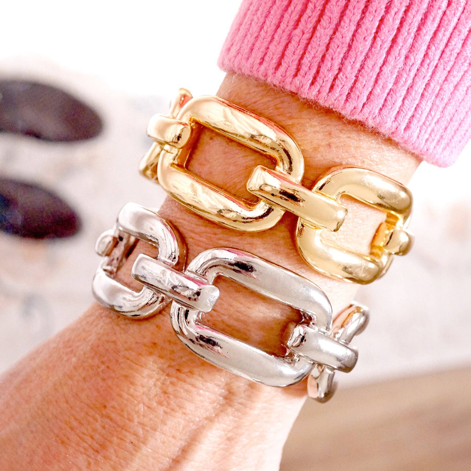 Chunky Chain Statement Stretchy Bangle Bracelet
