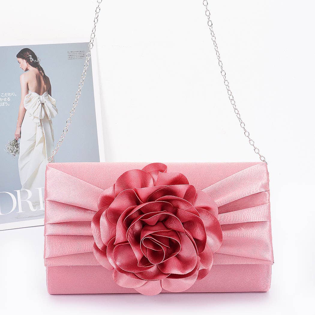 Satin Flower Party Clutch