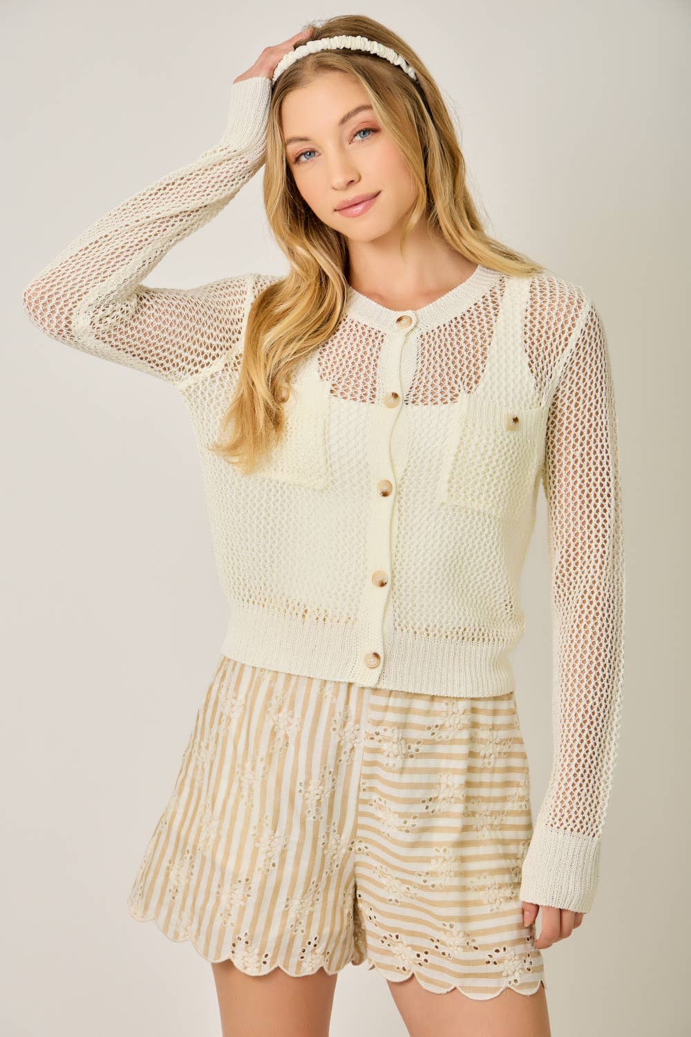 Cora Crochet Knit Sweater Cardigan