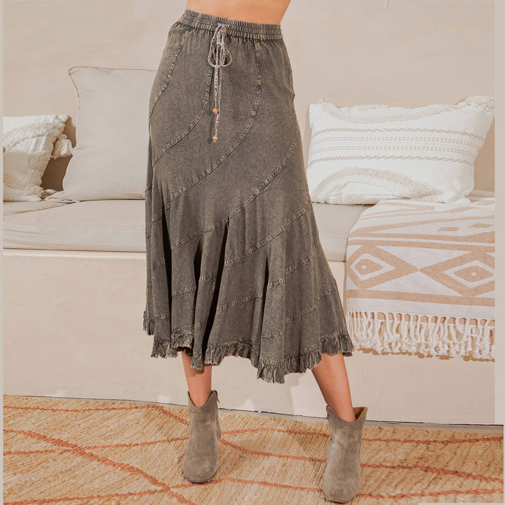 Boho Flair: Asymmetrical Mid-Length Skirt