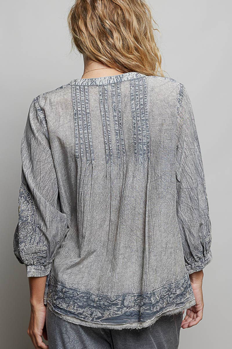 Larissa Embroidered Tassel Blouse