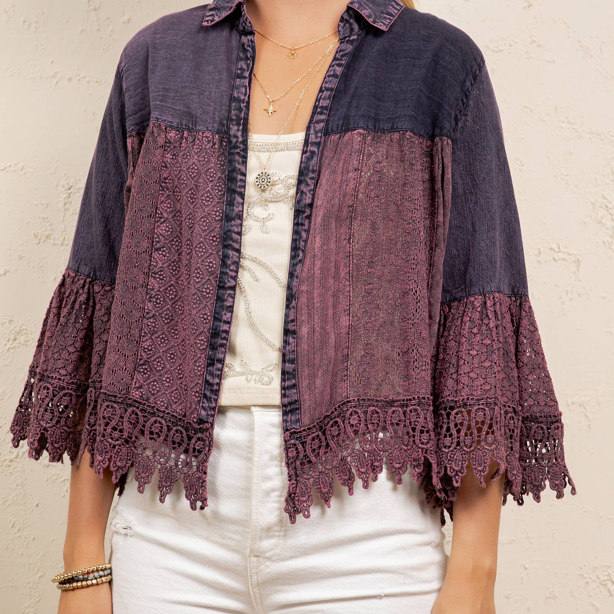 Juniper Crochet Lace Bell Sleeve Jacket