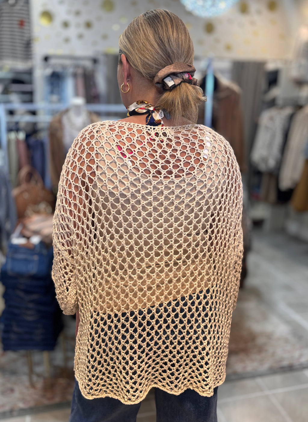 Best-Selling Crochet Top with Metallic Gold Star