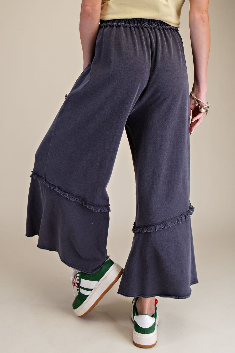 EASEL Wide Leg Mineral Washed Terry Pants