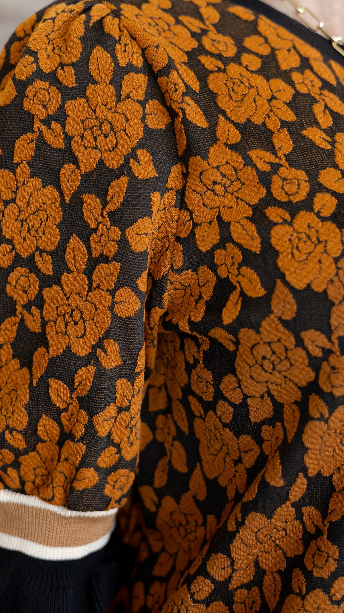 Lorenza Golden Garden Puff Sleeve Sweater