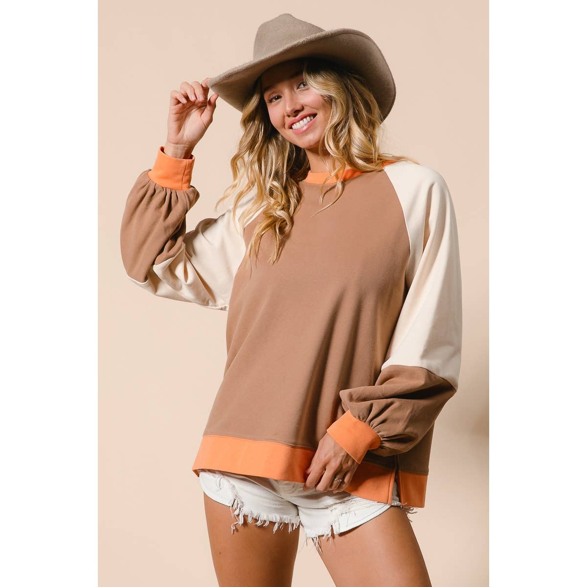 Maris French Terry Color Block Top