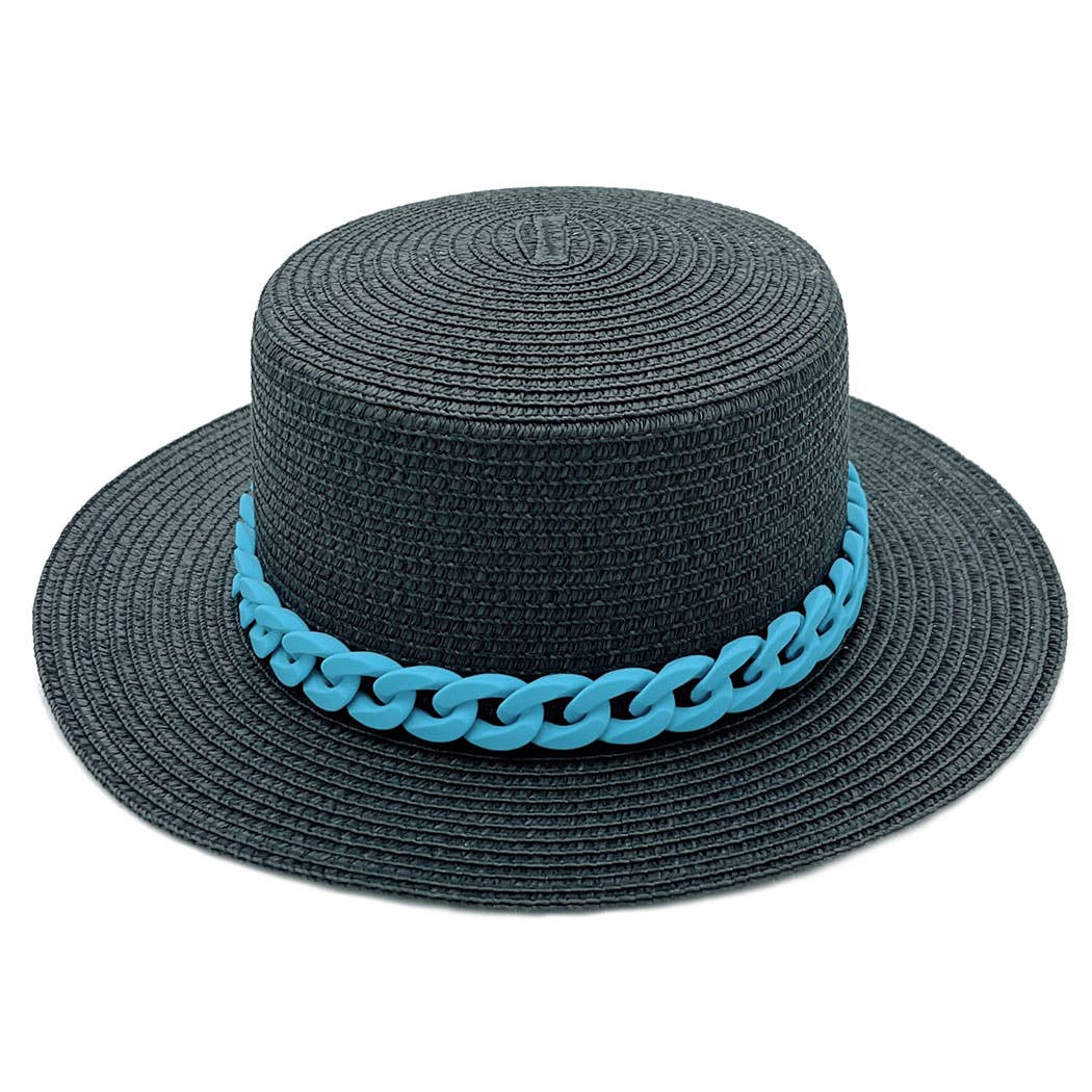 Women's Chain Accent Boater Panama Hat
