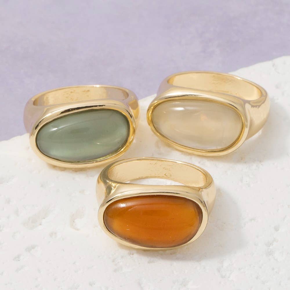 Oval Natural Stone Signet Ring