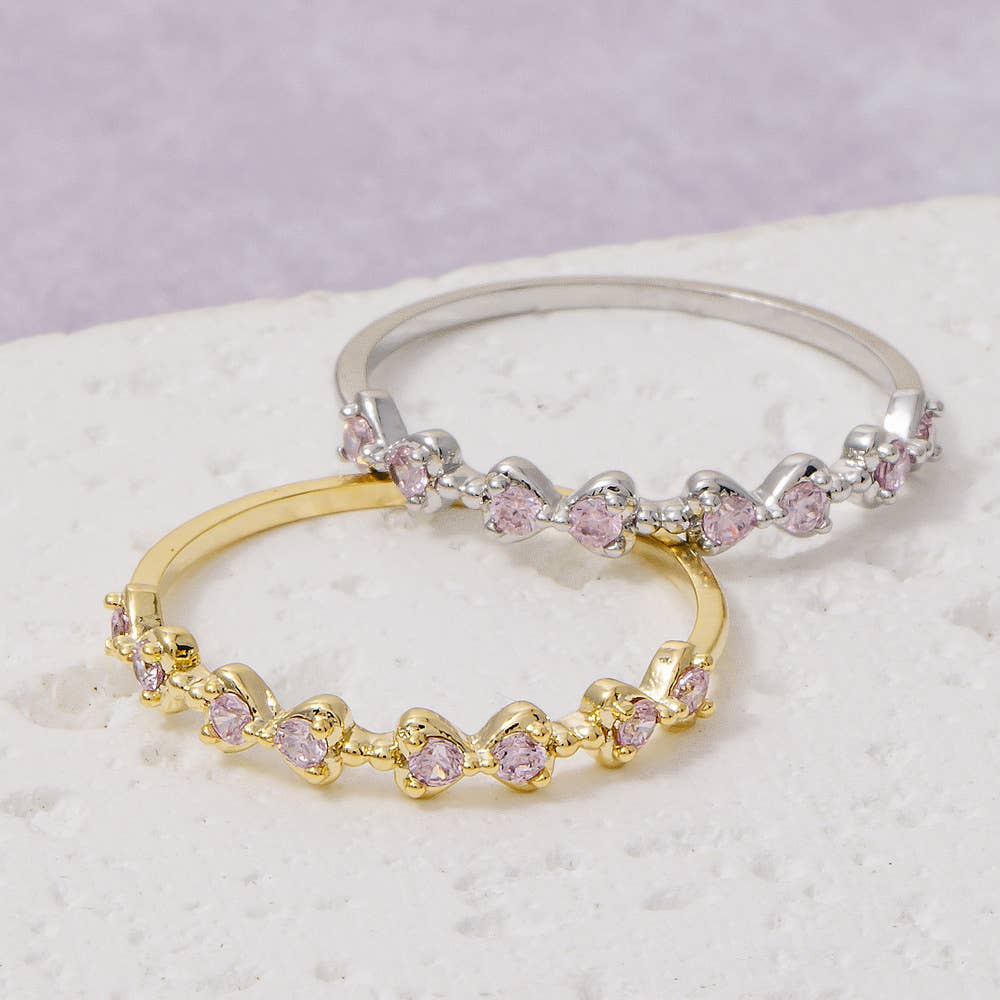 Cz Round Stone Pave Semi Eternity Band Ring