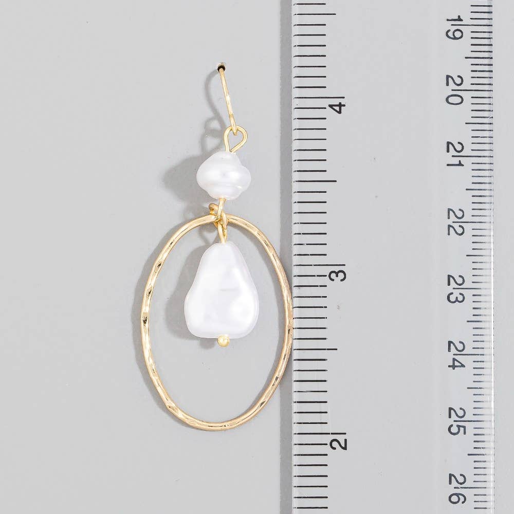 Pearl Beads Oval Dangle Earrings