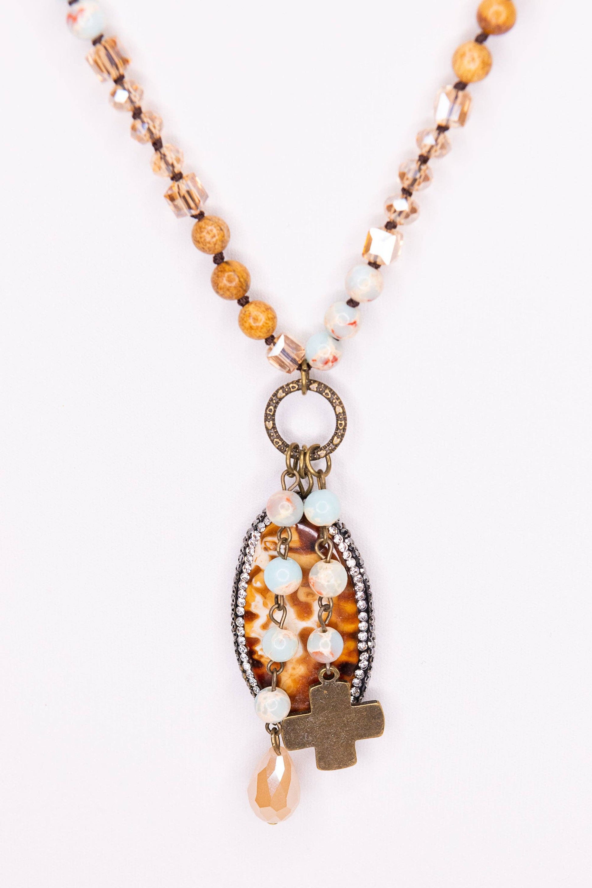 Boho Necklace in Amazonite and Jasper/Emma