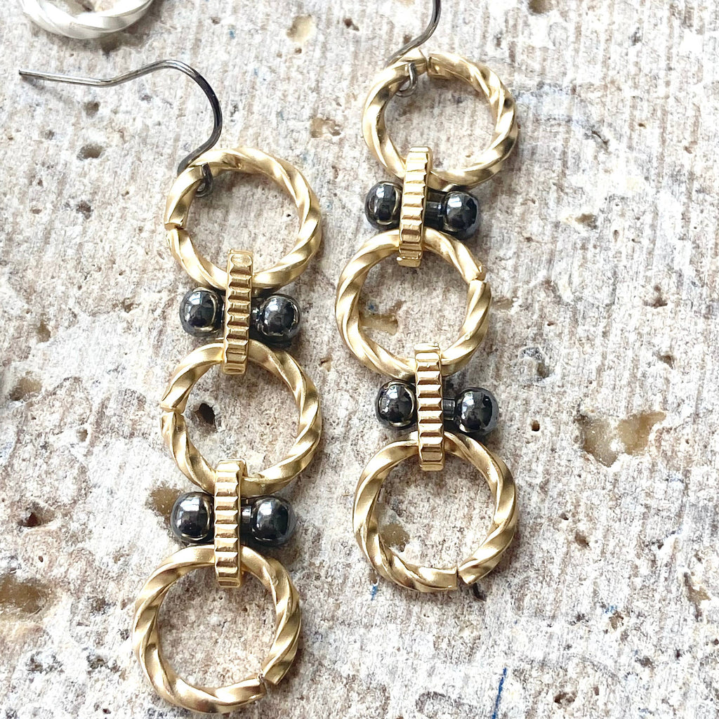 Matte Gold Linked Earrings