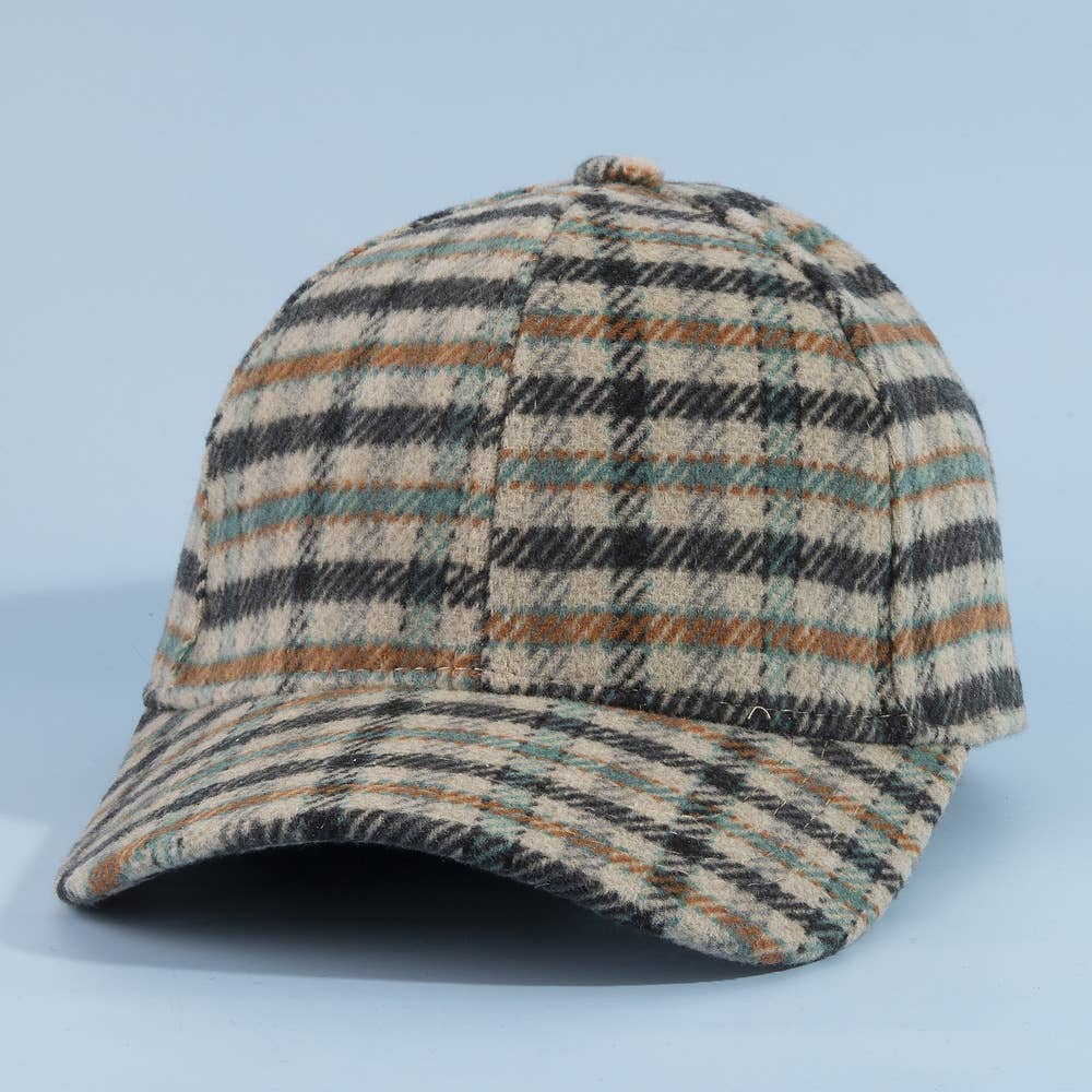 Tartan Check Curved Brim Baseball Cap