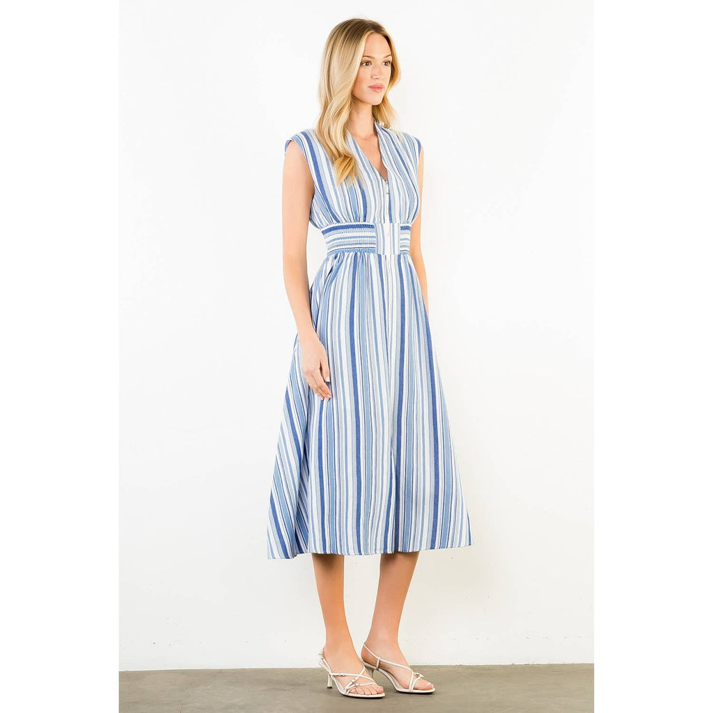 Sleeveless Stripe Midi Dress