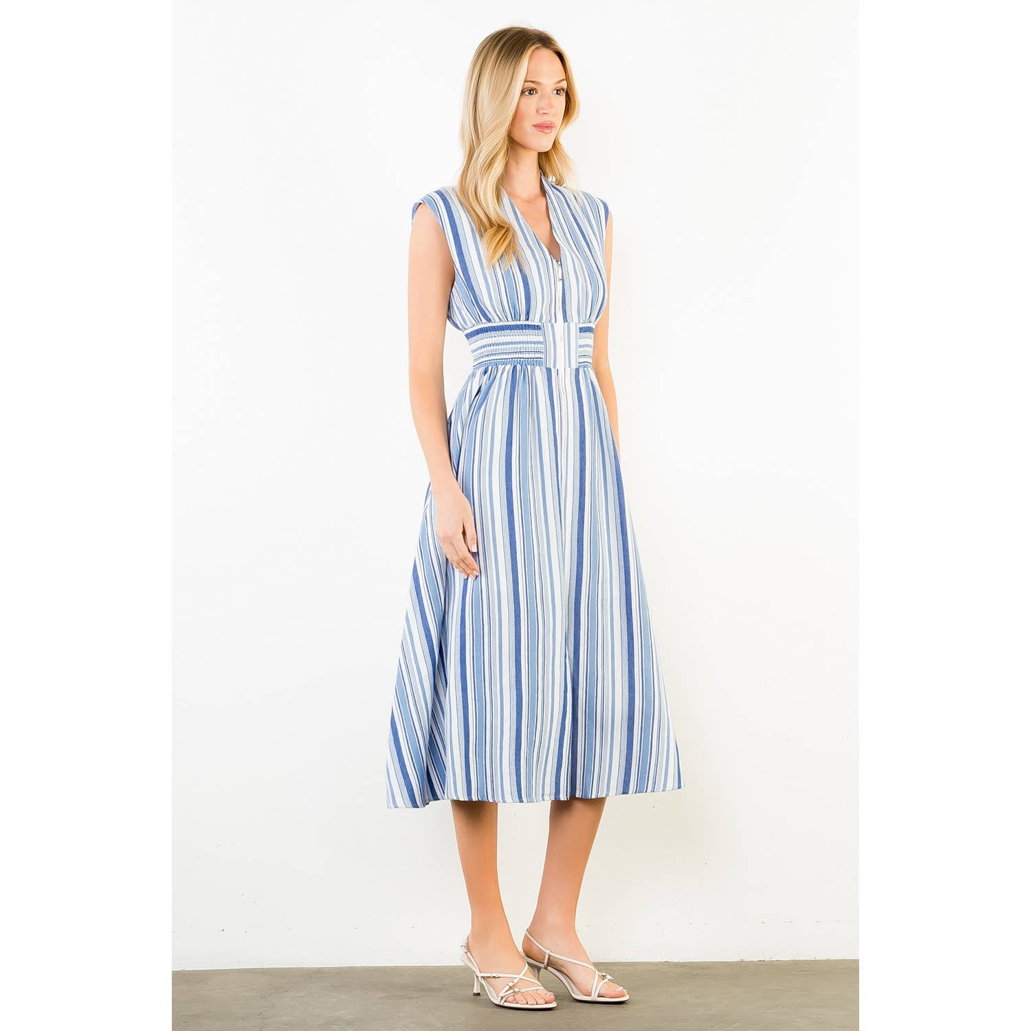 Sleeveless Stripe Midi Dress