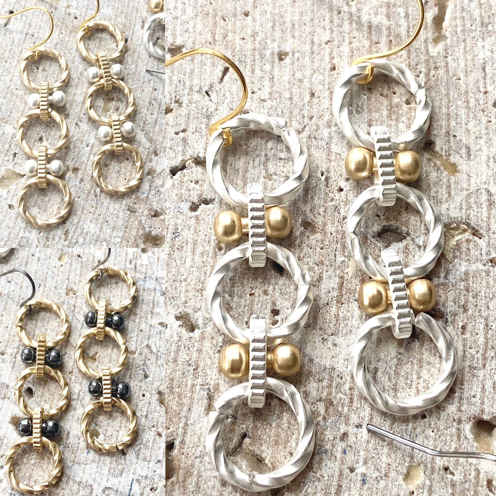 Matte Gold Linked Earrings