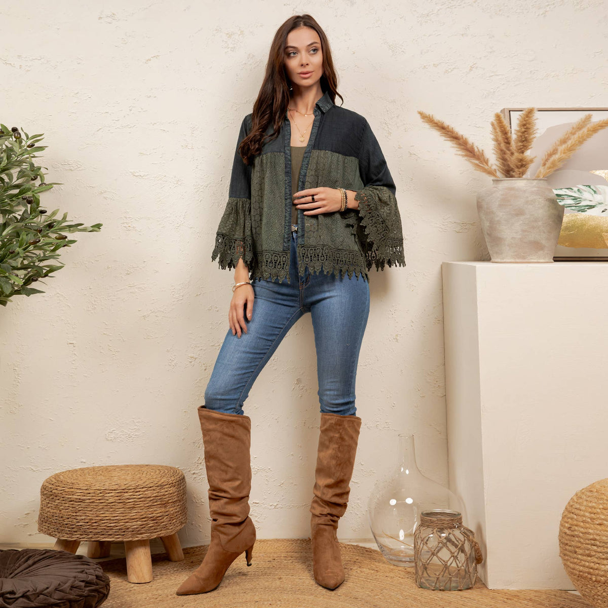 Juniper Crochet Lace Bell Sleeve Jacket
