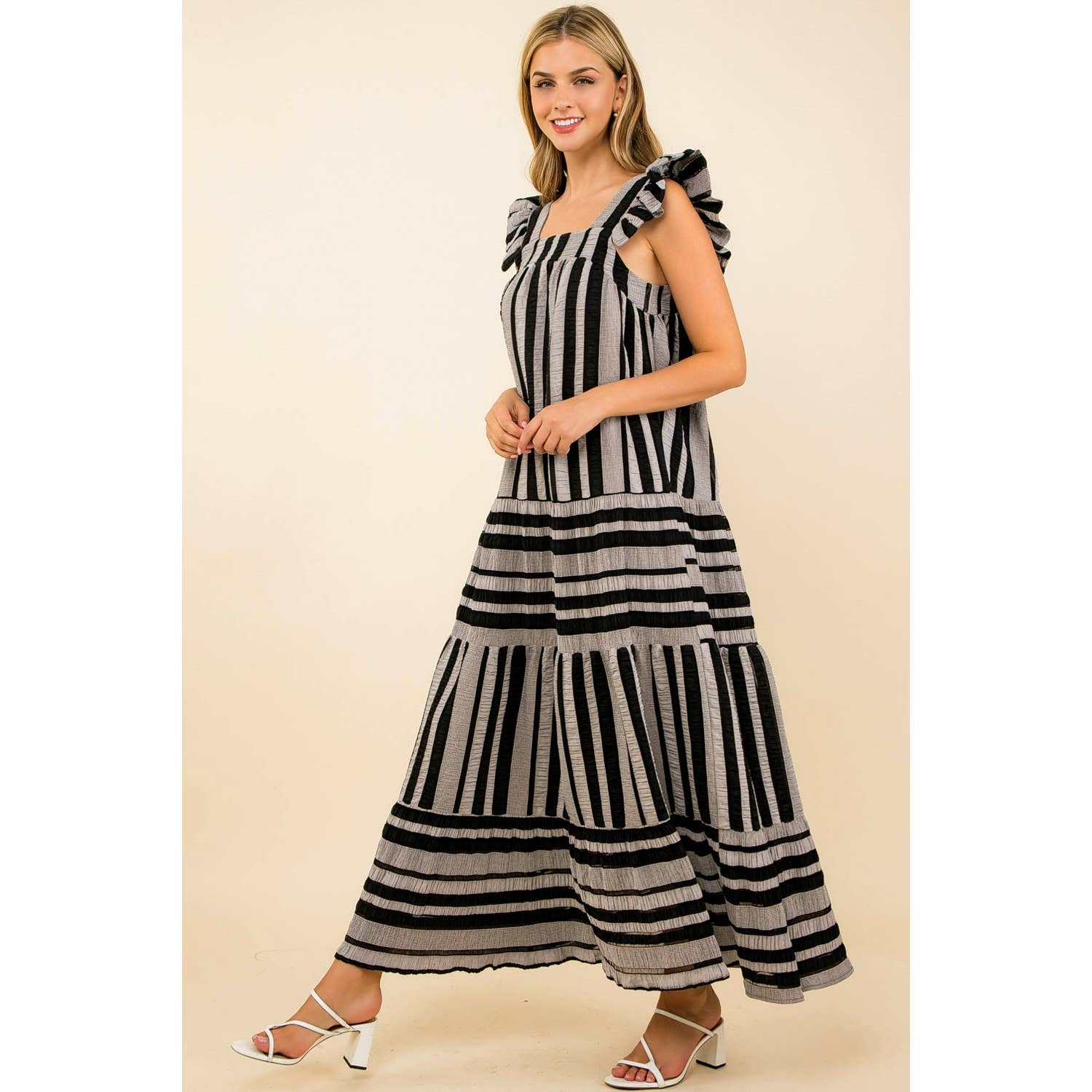 Striped Tiered Maxi Dress