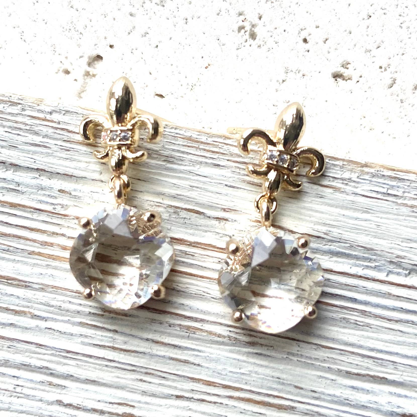 Fleur De Lis Crystal Earrings
