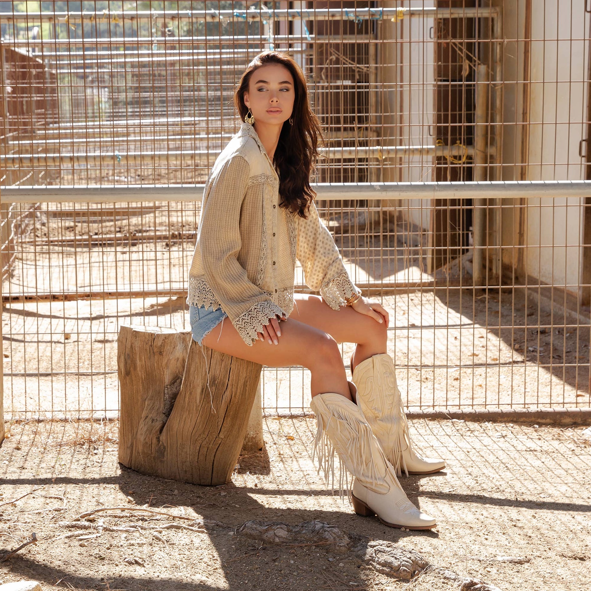 Boho Button-Down Blouse Top /Bailey
