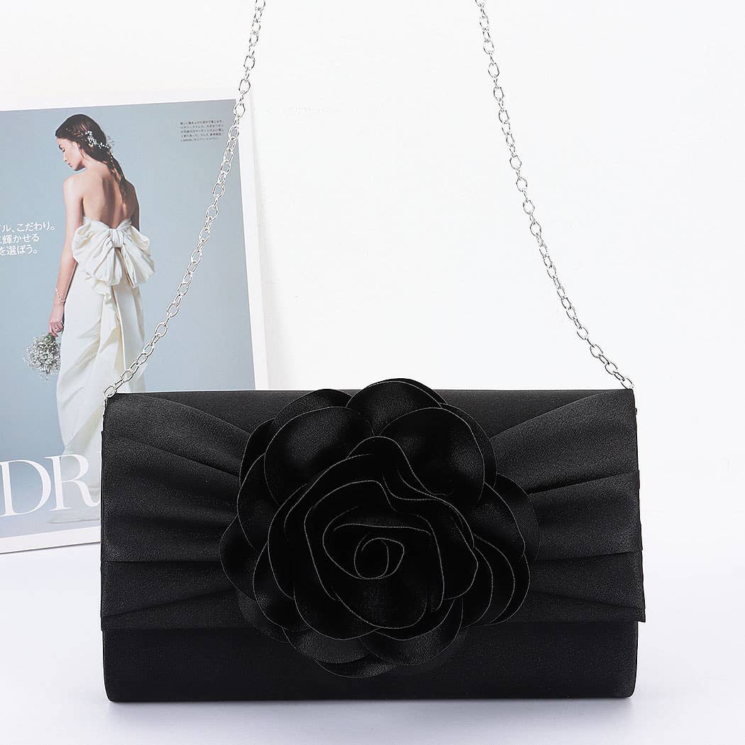 Satin Flower Party Clutch