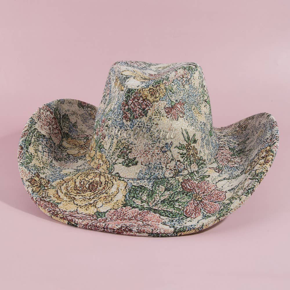 Sweetheart Script Floral Tapestry Cowboy Hat