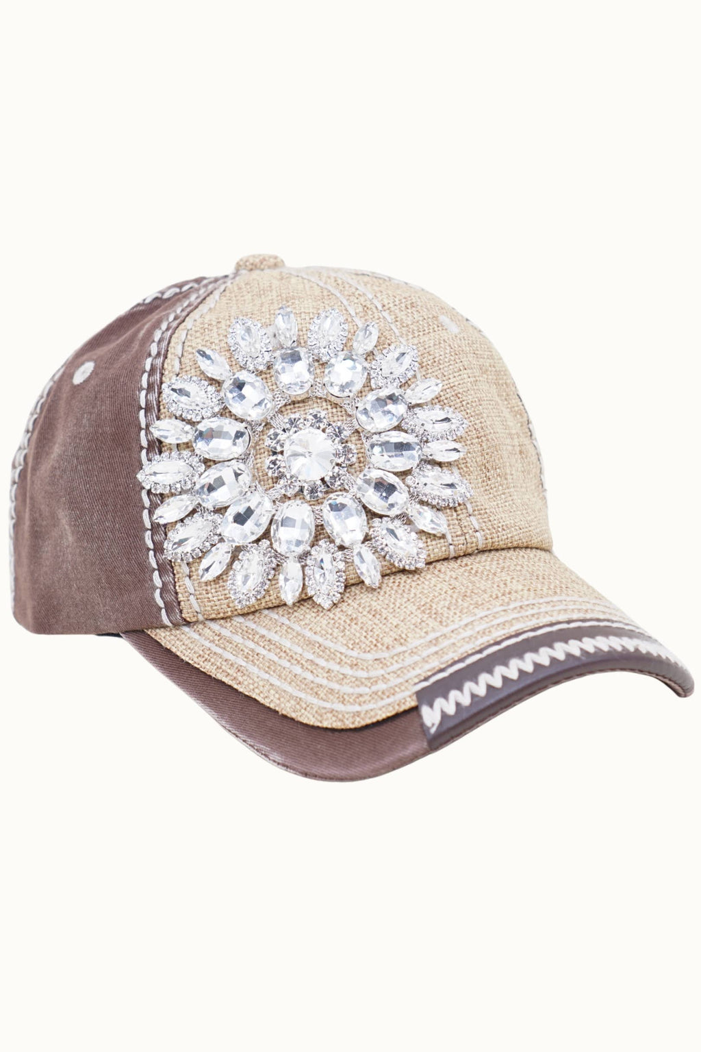 Sunflower Bejeweled Glitz Two-Toned Cap, Adjustable
