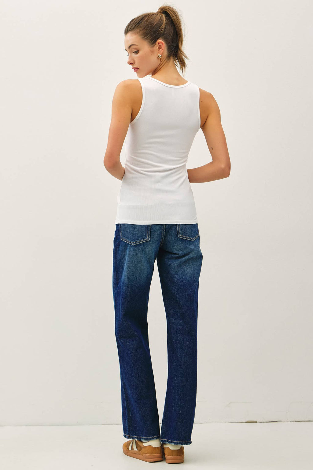 Notched Ribbed Tank Top