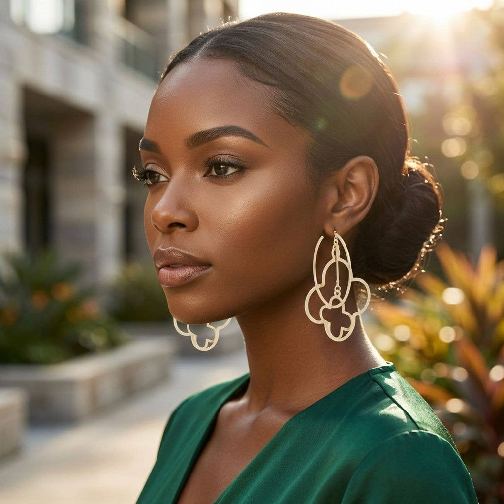 Hoop Gold Interconnected Quatrefoil Earrings