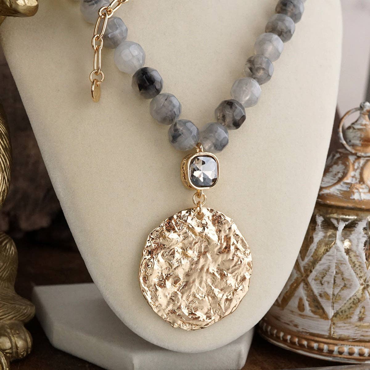 Long Coin Chunky Beaded Necklace – Marbled Muse