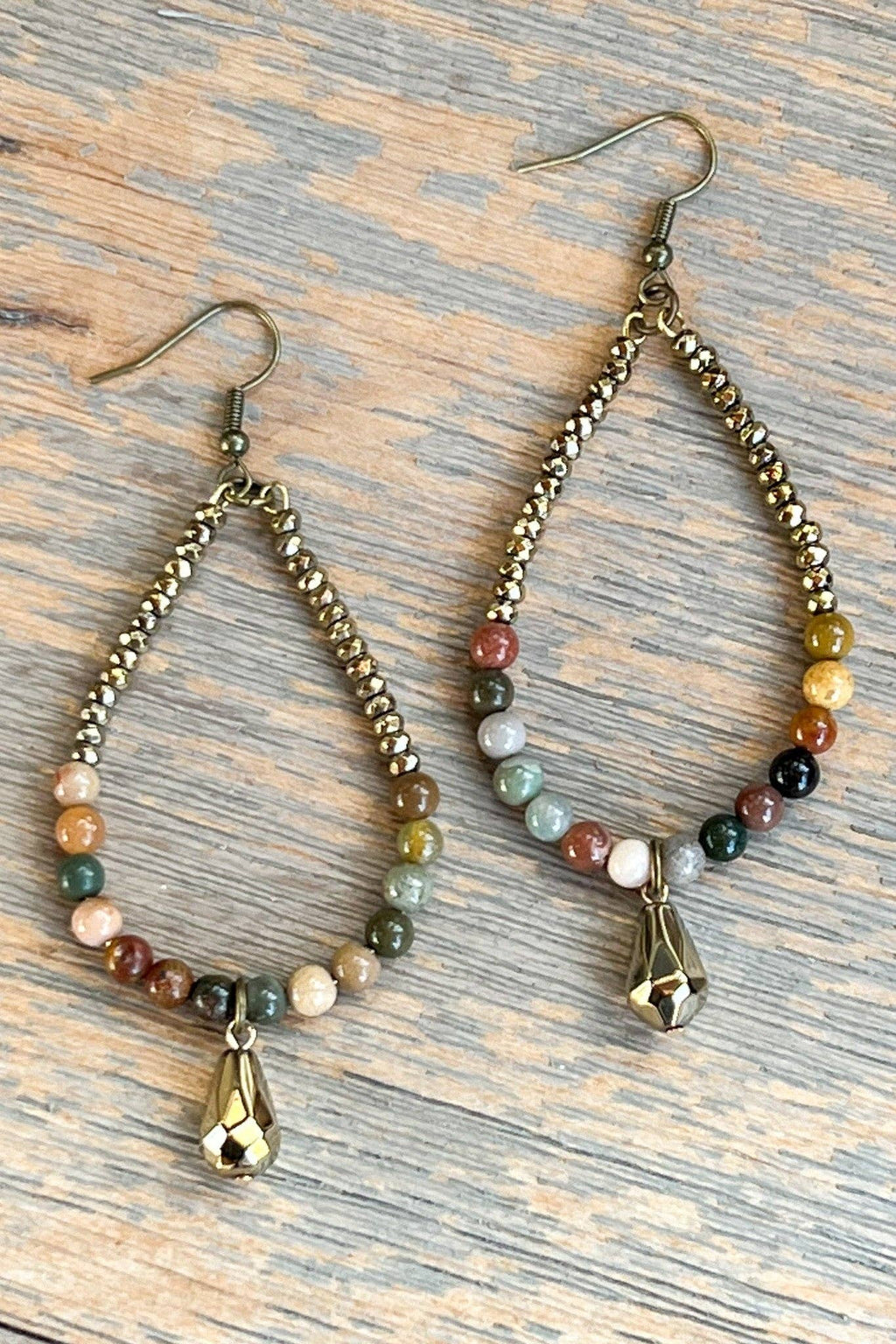 Boho Style  Earrings in Unakite