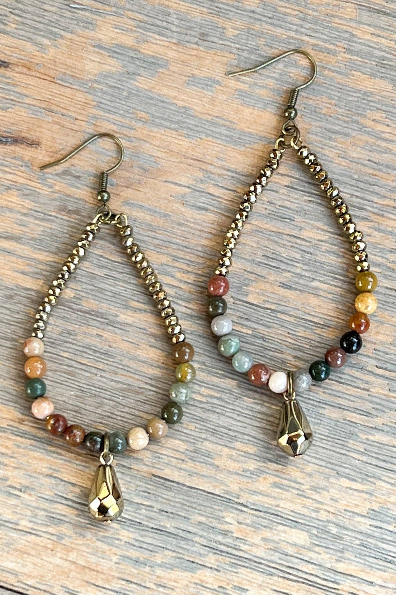 Boho Style  Earrings in Unakite