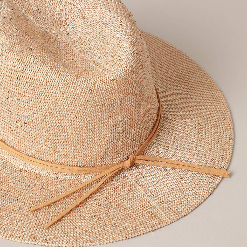 Sequined Knitted Panama Hat