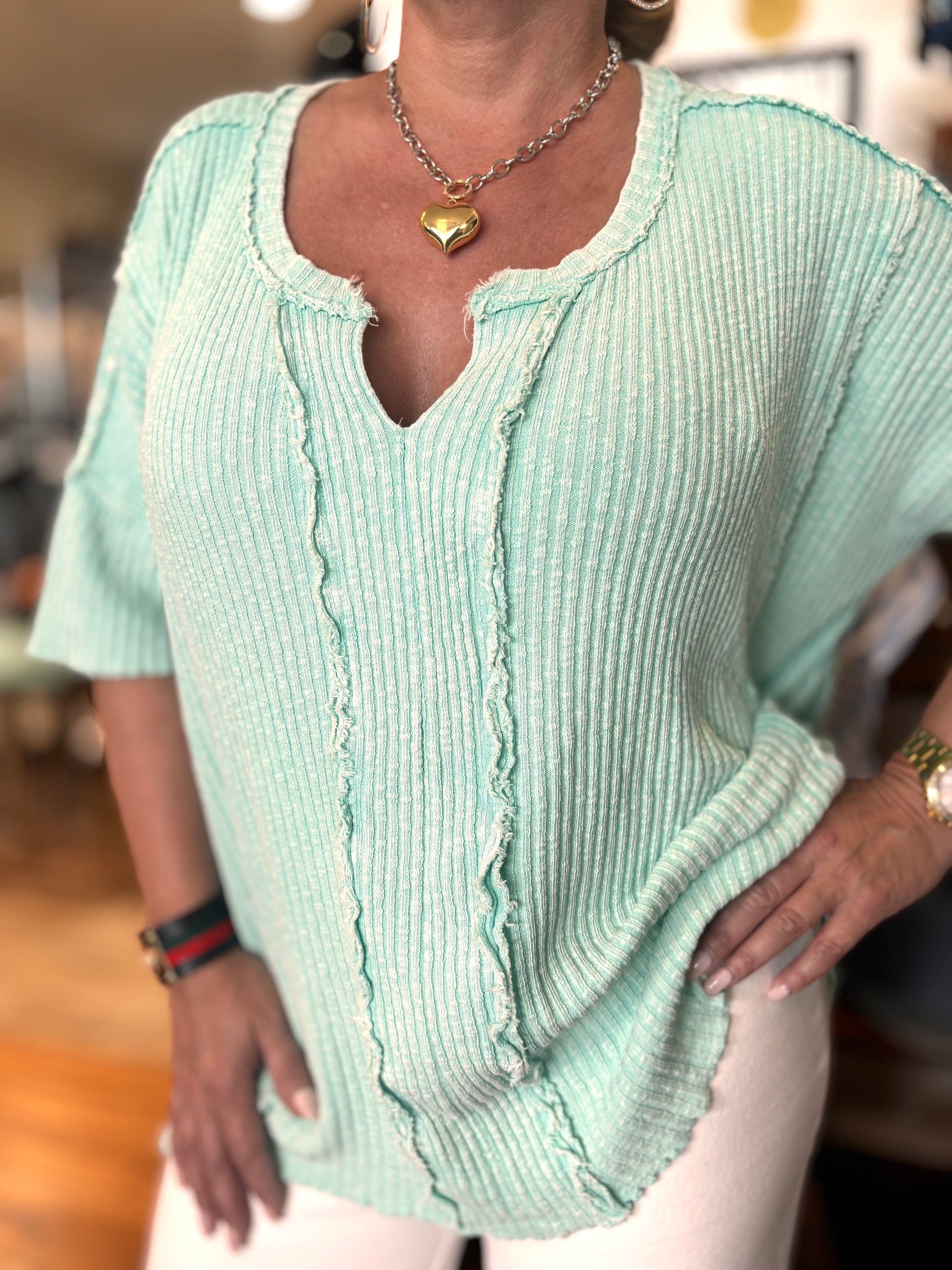 Terre by Easel Ribbed Short Sleeve Tee