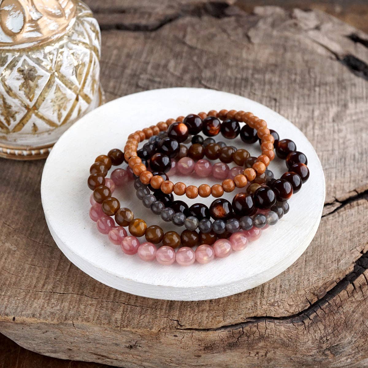 Acrylic Beaded Stretch Bracelet Set – Fall Canyon Mix