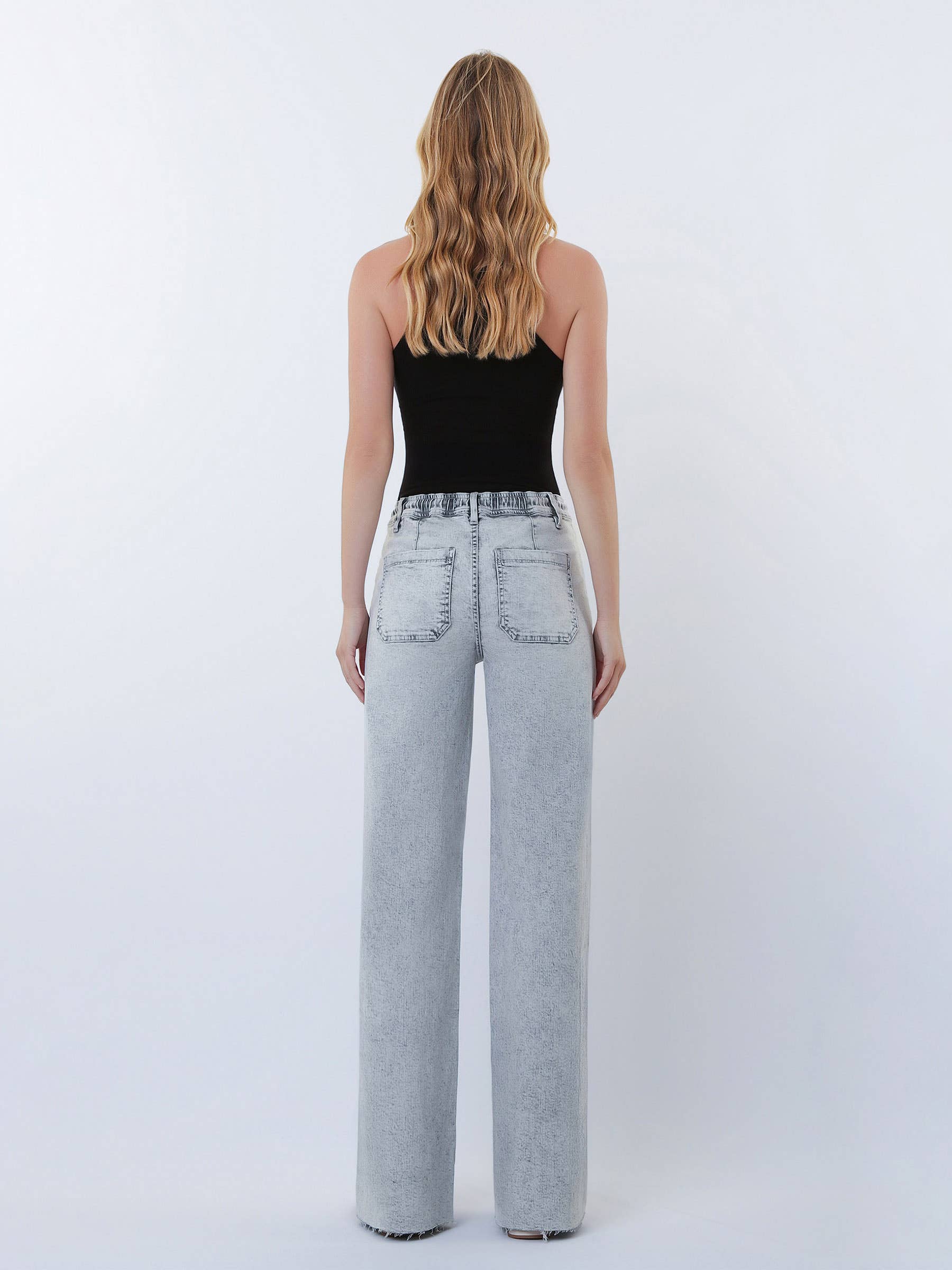 Marlow High Rise Drawstring Wide Leg Jeans