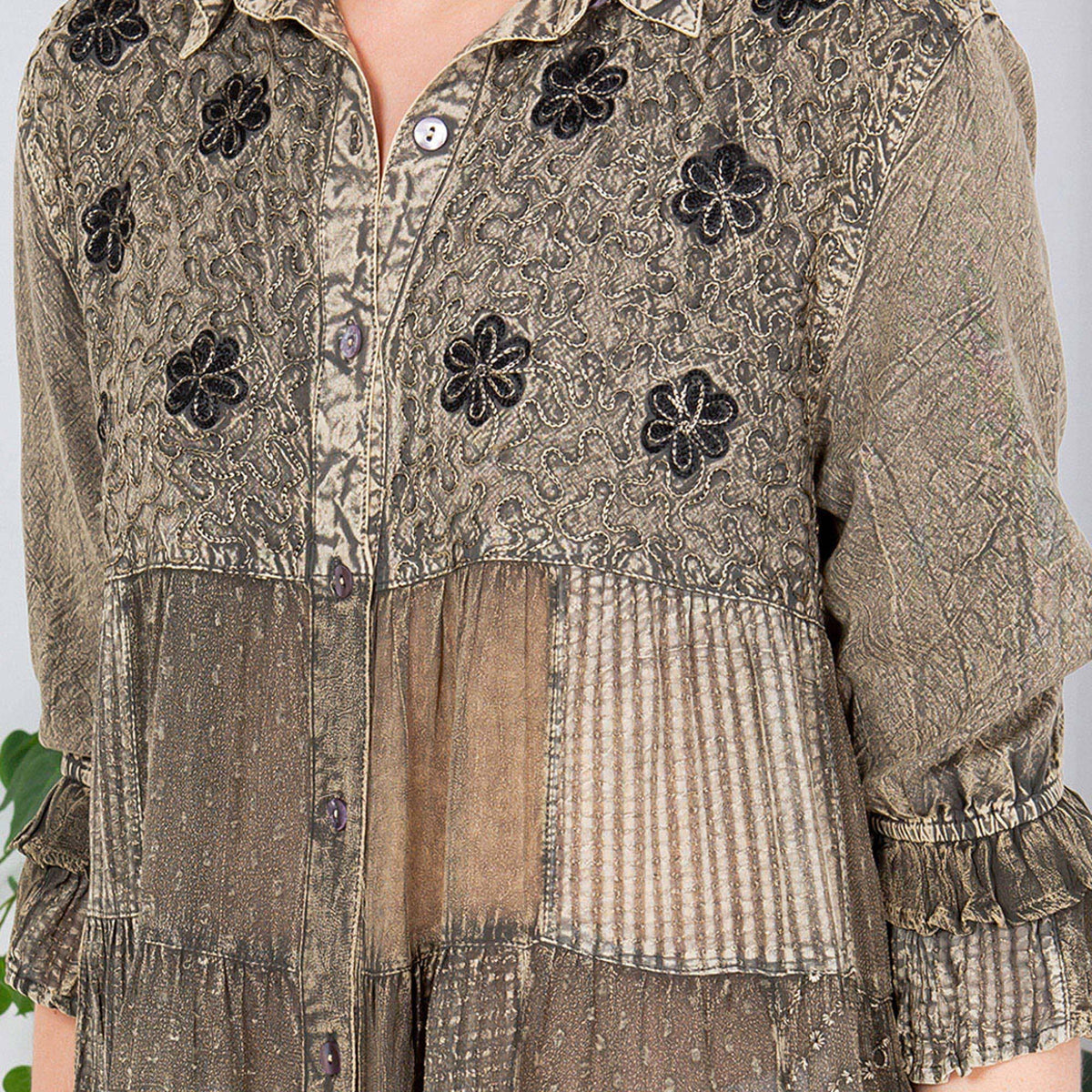 Chasing Daylight Embroidered Button-Down Tunic