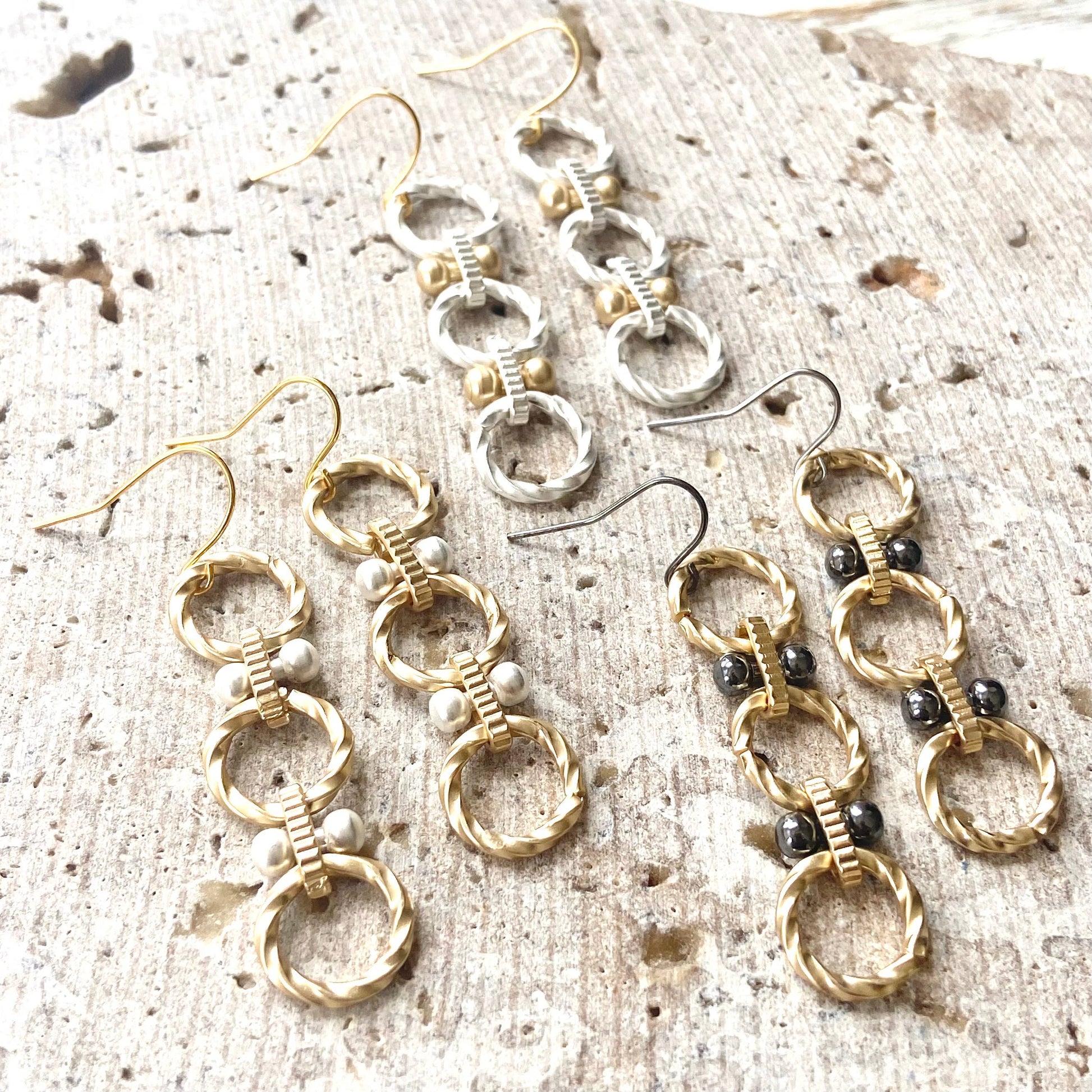 Matte Gold Linked Earrings