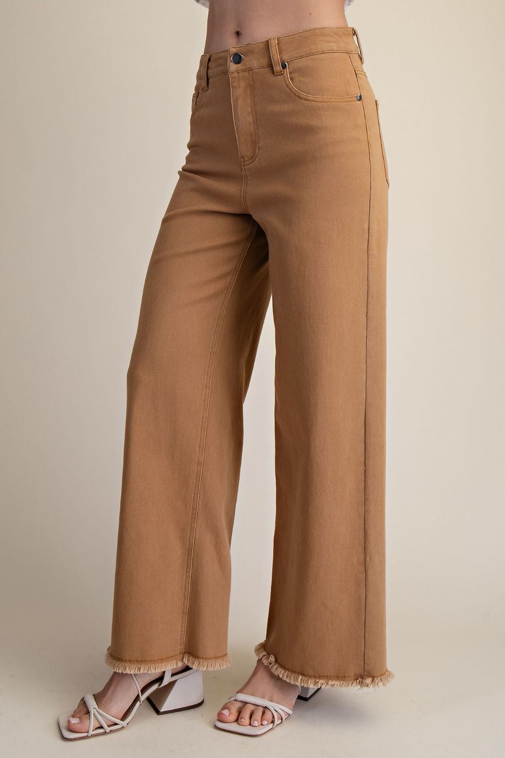 Easel Sutton Frayed Hem Stretch Twill Pants