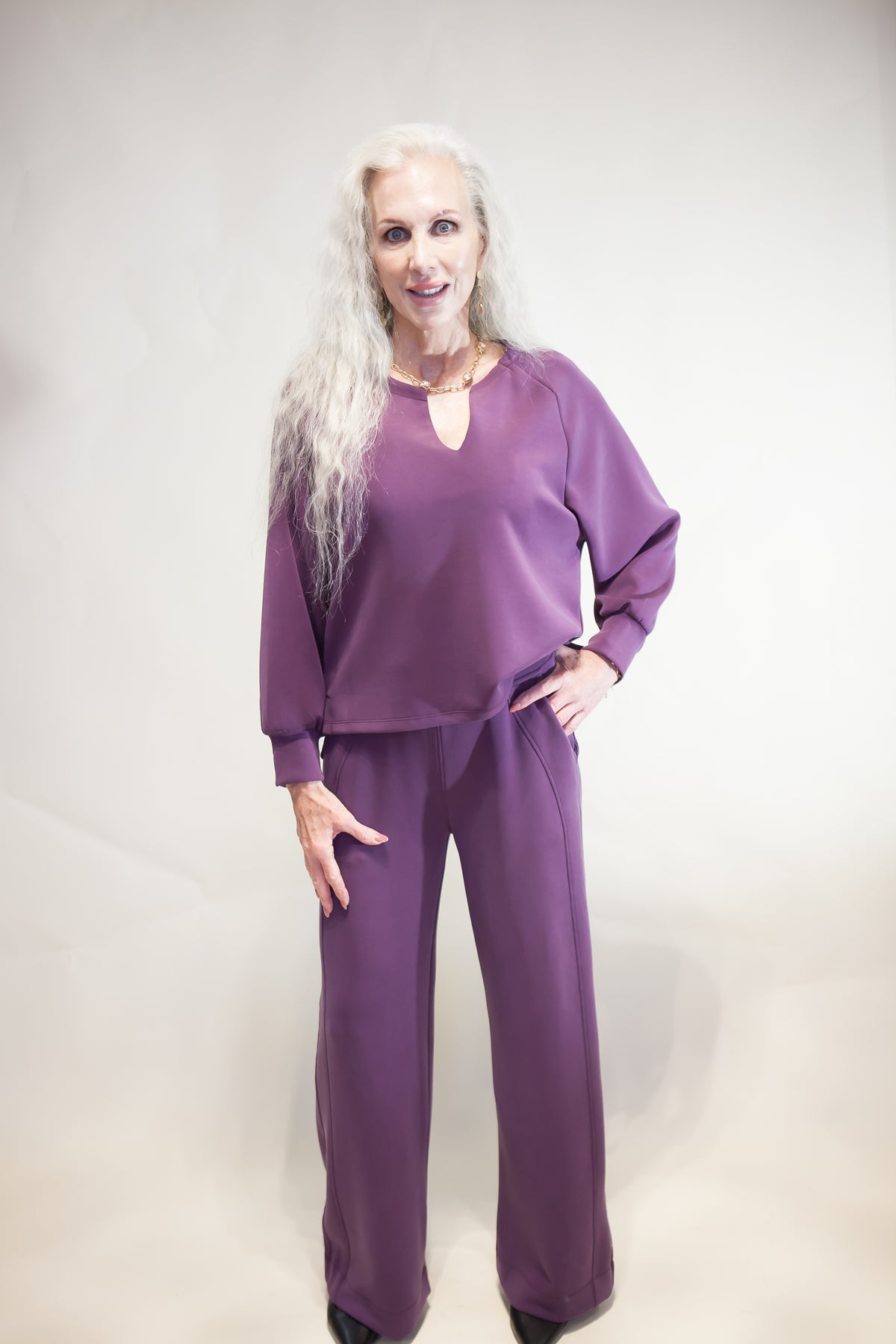 Sofie Plum Wide Leg Set
