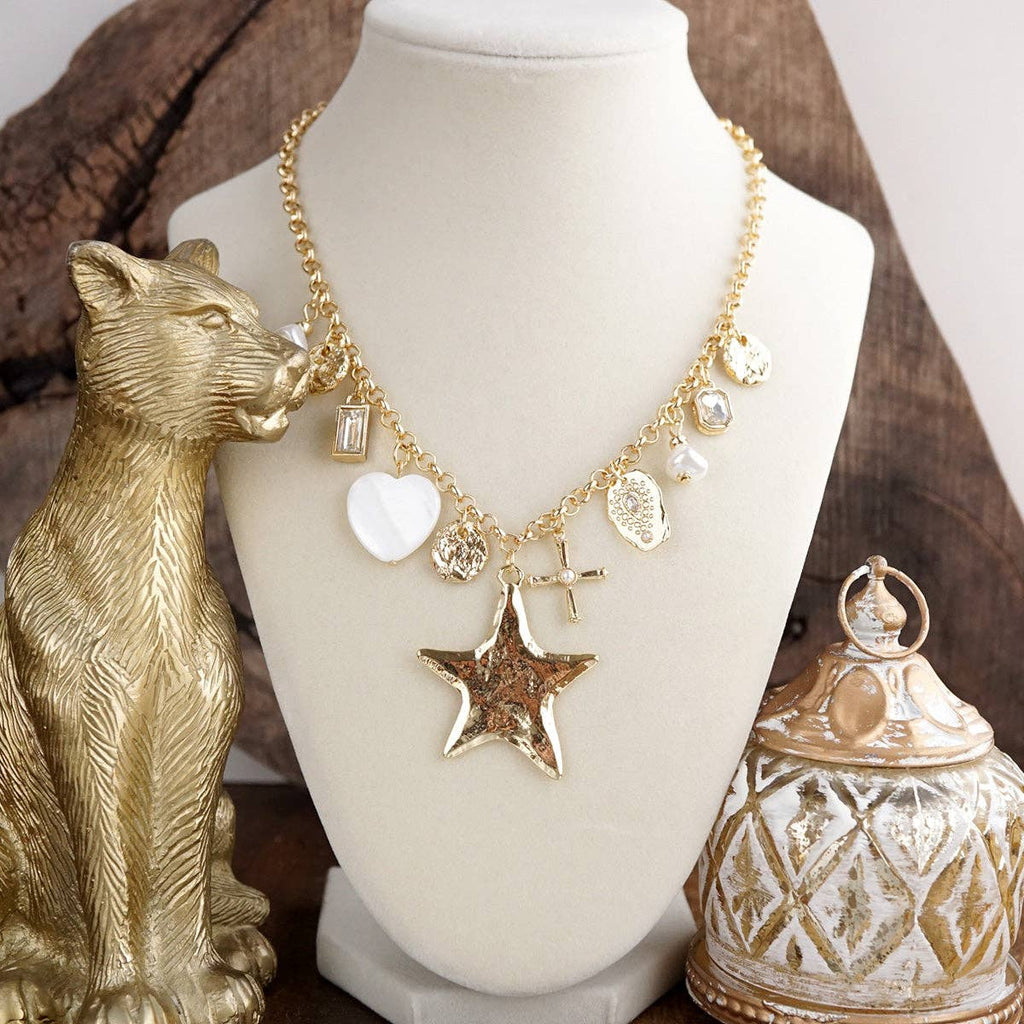 Golden Keepsake – Mixed Charm Star Necklace