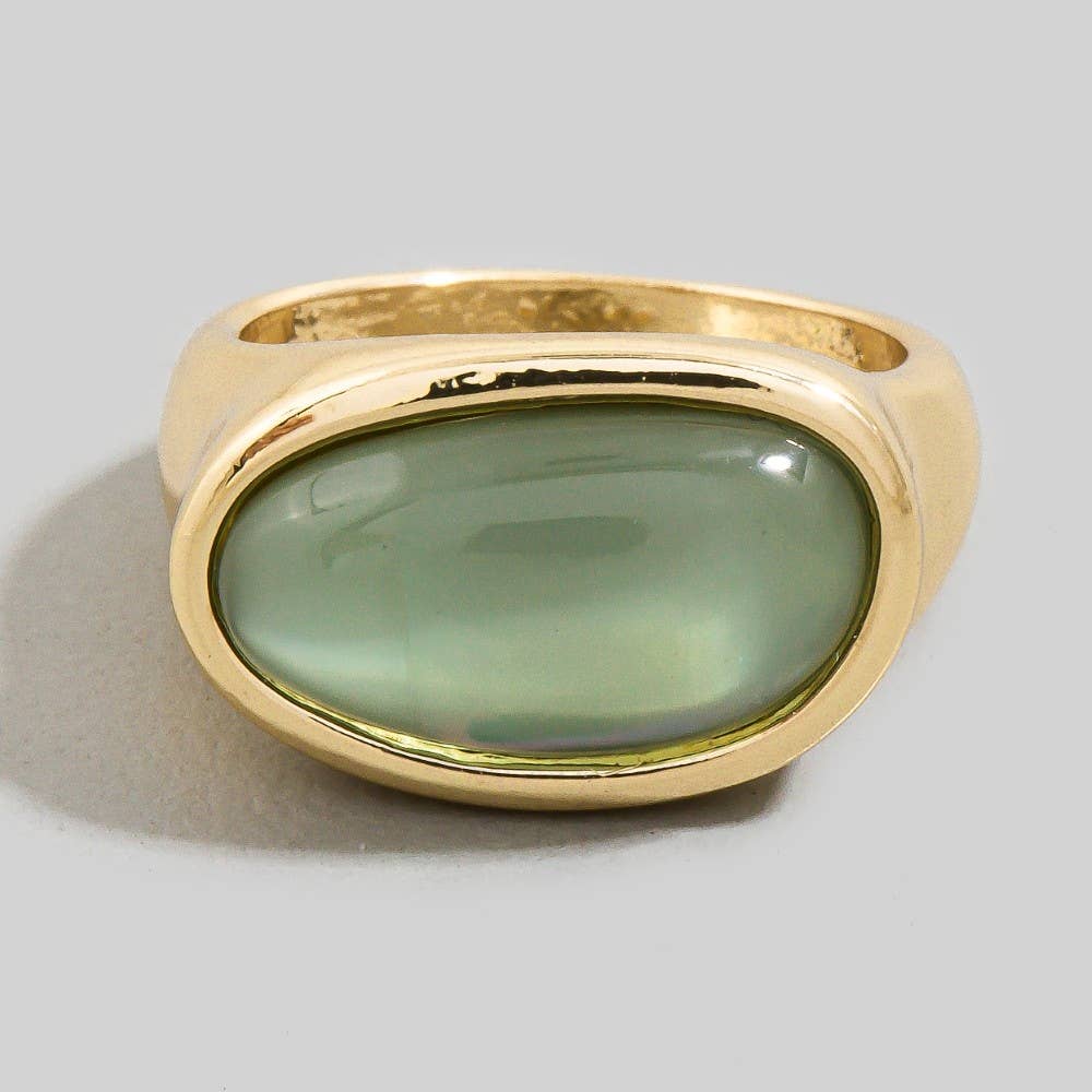 Oval Natural Stone Signet Ring