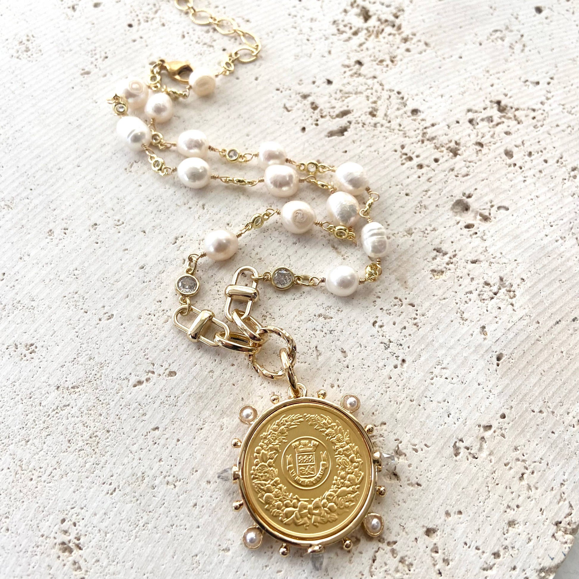 Pearl Medallion Necklace